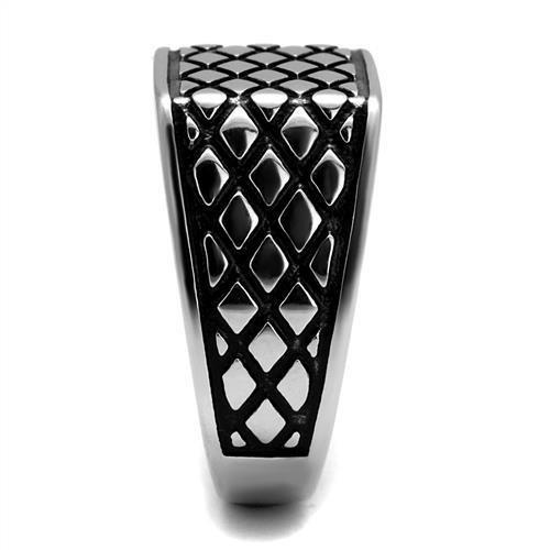 TK3009 - High polished (no plating) Stainless Steel Ring with Epoxy in Jet