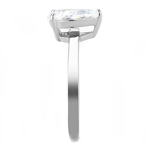TK3251 - High polished (no plating) Stainless Steel Ring with AAA Grade CZ in Clear