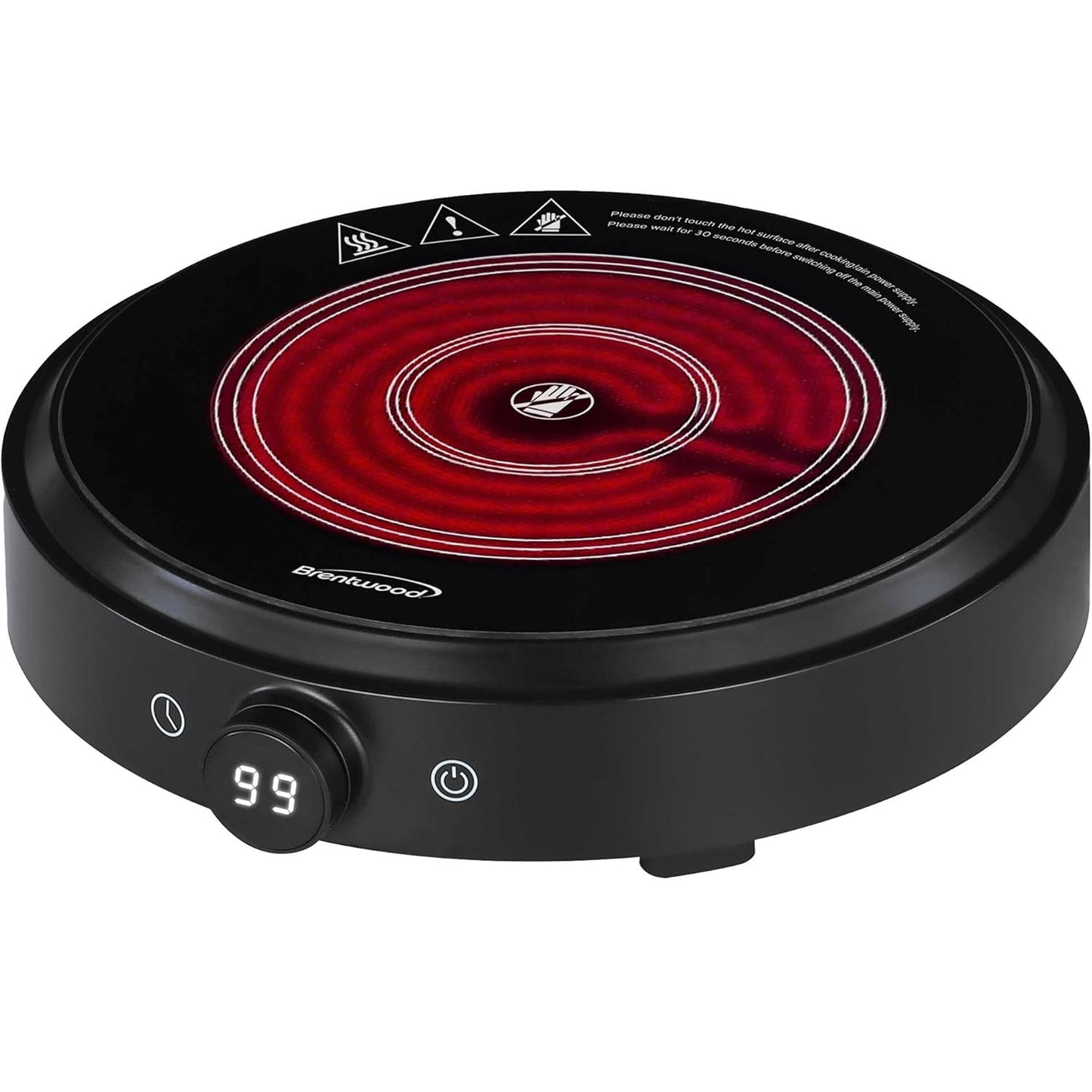 Brentwood Select 10 Inch Countertop Infrared Single Burner in Black with Digital Touch Buttons
