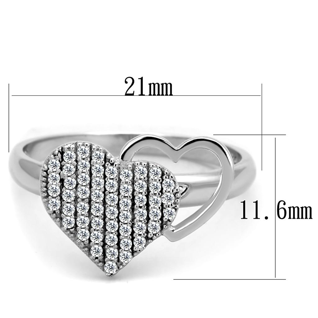 TS260 - Rhodium 925 Sterling Silver Ring with AAA Grade CZ in Clear