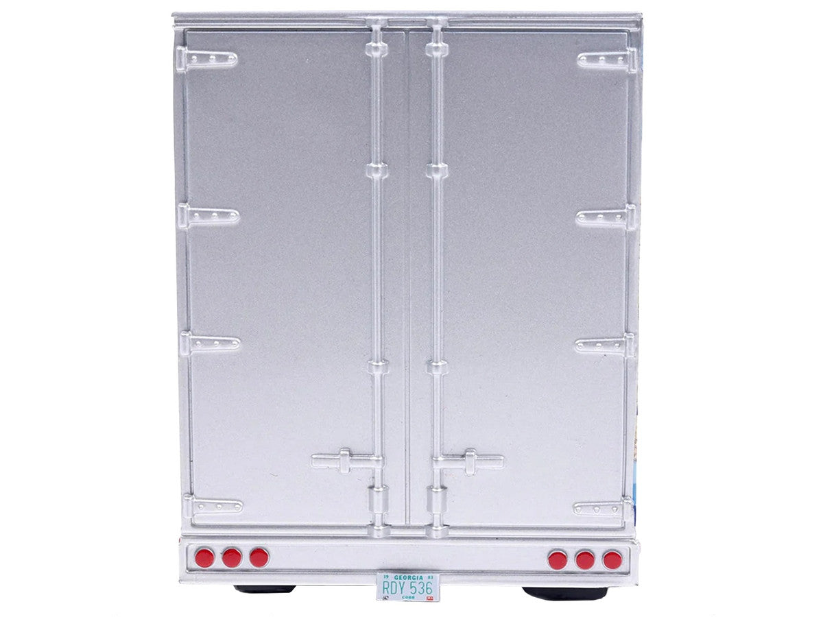 1980 GMC General Truck Tractor with Sleeper Cab and Trailer Silver Metallic with Blue Stripes 1/43 Diecast Model by IXO Models