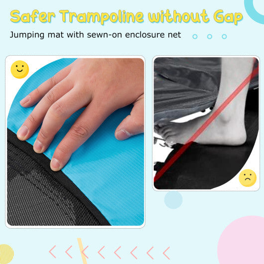 55 Inch Trampoline for Kids Toddler Mini Trampoline with Safety Enclosure Net-Blue
