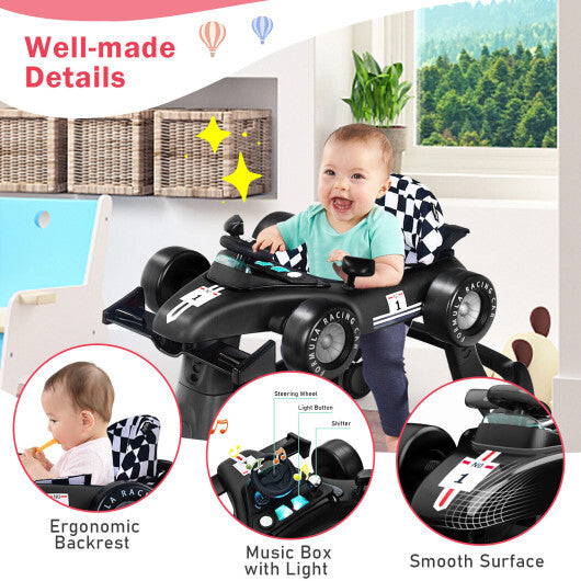 Costway 4-in-1 Baby Walker Foldable Activity Push Walker Adjustable Black