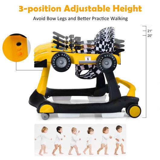 Costway 4-in-1 Baby Walker Foldable Activity Push Walker Adjustable Yellow