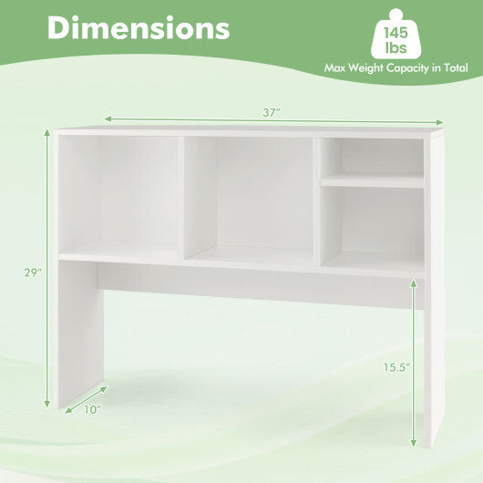 Costway Computer Desktop Bookcase with 4 Cubbies and Open Back Compartment-White
