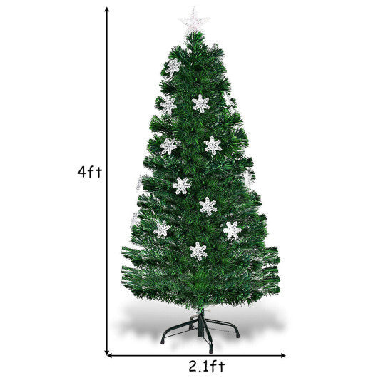 Costway 4FT Pre-Lit Fiber Optic Christmas Tree Multicolor Lights