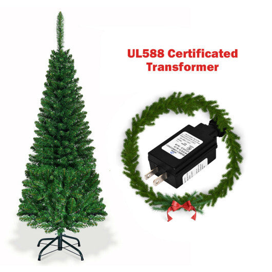 Costway Artificial National Foot Kingswood Fir Pencil Christmas Tree-4.5ft