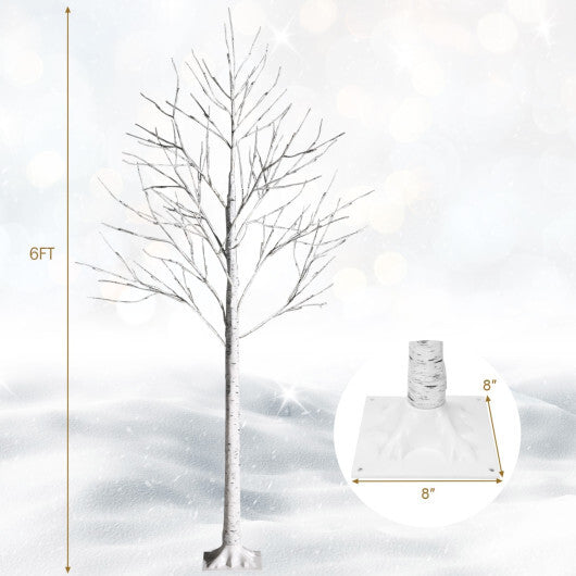 Costway Pre-lit White Twig Birch Tree for Christmas Holiday with LED Lights-6 ft