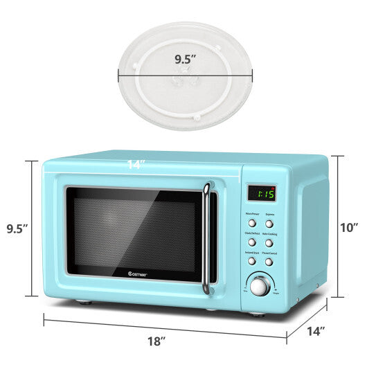 Costway 0.7Cu.ft Retro Countertop Microwave Oven 700W LED Display Glass Turntable Green