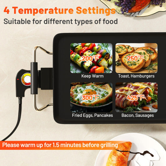 Costway 27 Inch Large Electric Griddle Nonstick BBQ Grill with Adjustable Temperature