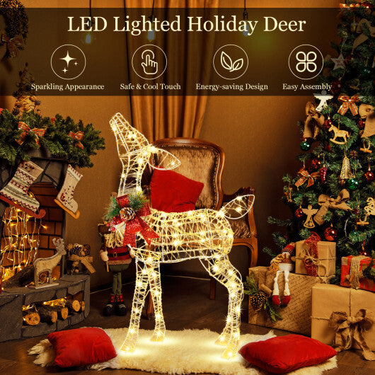 Costway 34.5 Inch Lighted Christmas Reindeer Decoration with 50 Warm White LED Lights