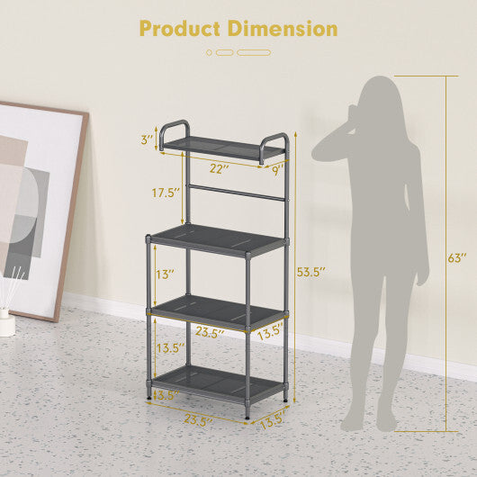 Costway 4-Tier Baker's Rack Microwave Oven Stand Shelves Kitchen Storage Rack Organizer Grey
