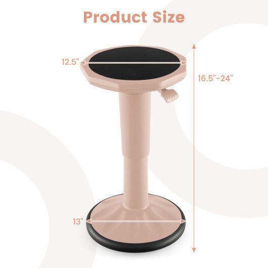 Costway Adjustable-Height Wobble Chair Active Learning Stool for Office Stand Up Desk Pink