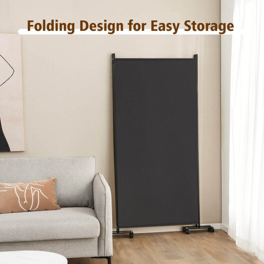 Costway 3-Panel Folding Room Divider 6Ft Rolling Privacy Screen withLockable Wheels Grey