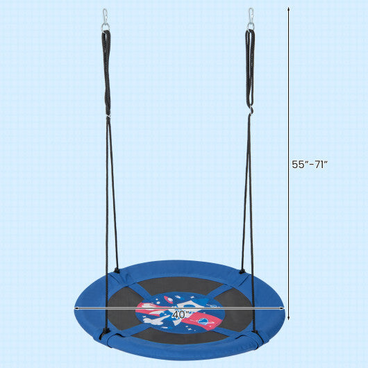 Costway 40" Flying Saucer Tree Swing Indoor Outdoor Play Set Swing for Kids Blue Rocket