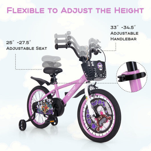 Costway 18 Inch Kids Bike for 4-8 Years Old Sport Bicycle with Adjustable Handlebar and Saddle-18 inches