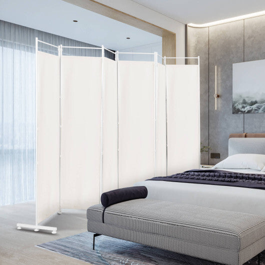Costway 6-Panel Room Divider Folding Privacy Screen-White