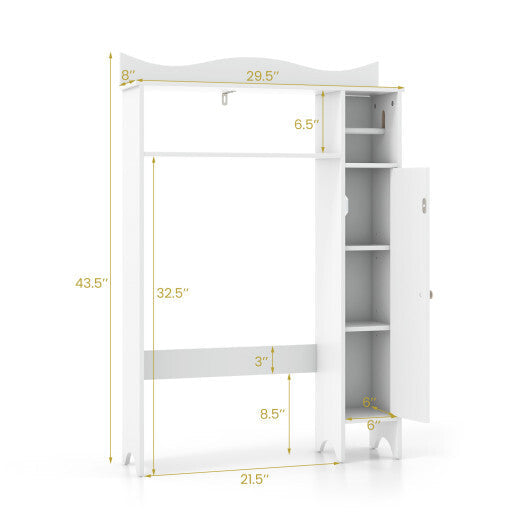 Costway Wood Over the Toilet Bathroom Space Saver with Paper Holder and Shelf-White