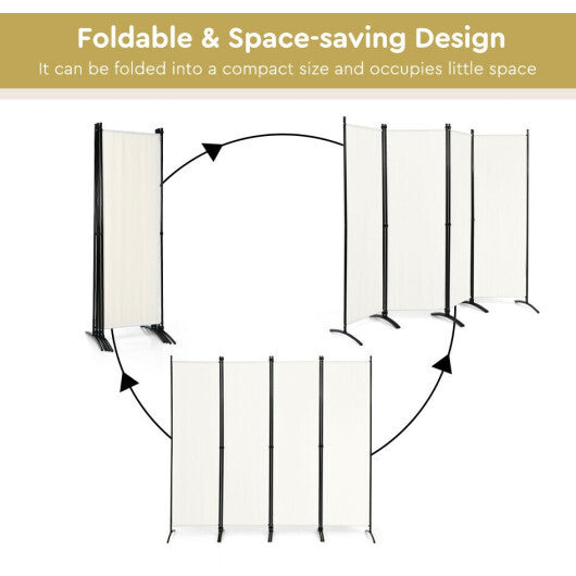 Costway 4-Panel Room Divider with Steel Frame-White