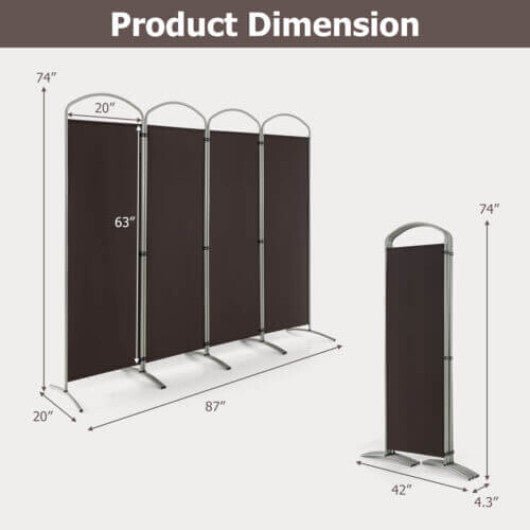 Costway 6.2Ft Folding 4-Panel Room Divider for Home Office Living Room -Brown