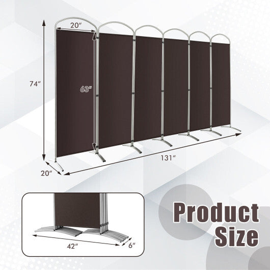 Costway 6 Feet 6-Panels Freestanding Folding Privacy Screen-Brown