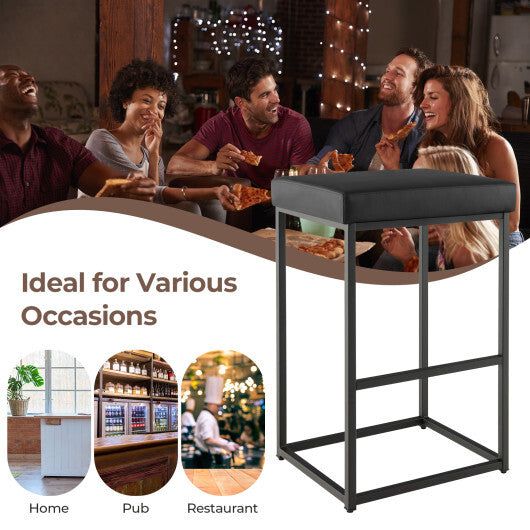 Costway 30 Inch Barstools Set of 2 with PU Leather Cover-Black