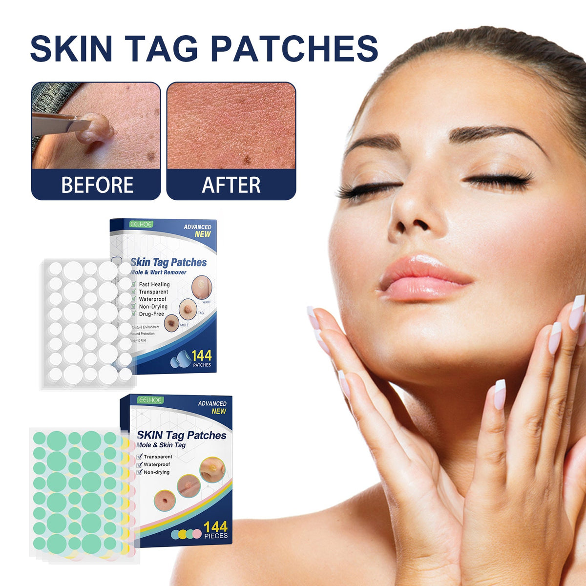 Skin Smoothing Patches 144PCS 36pcs X 4 Sheets-box