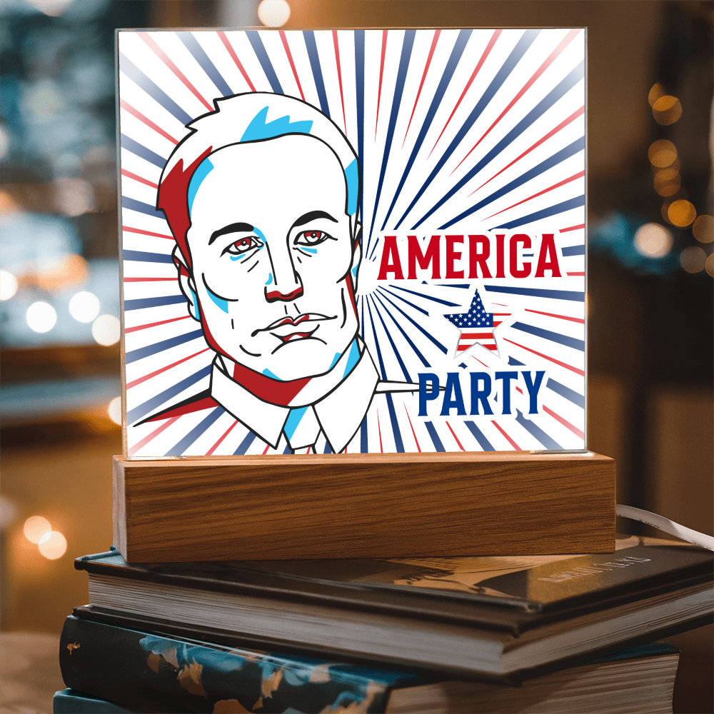 EM America Party Square Acrylic Plaque Gift