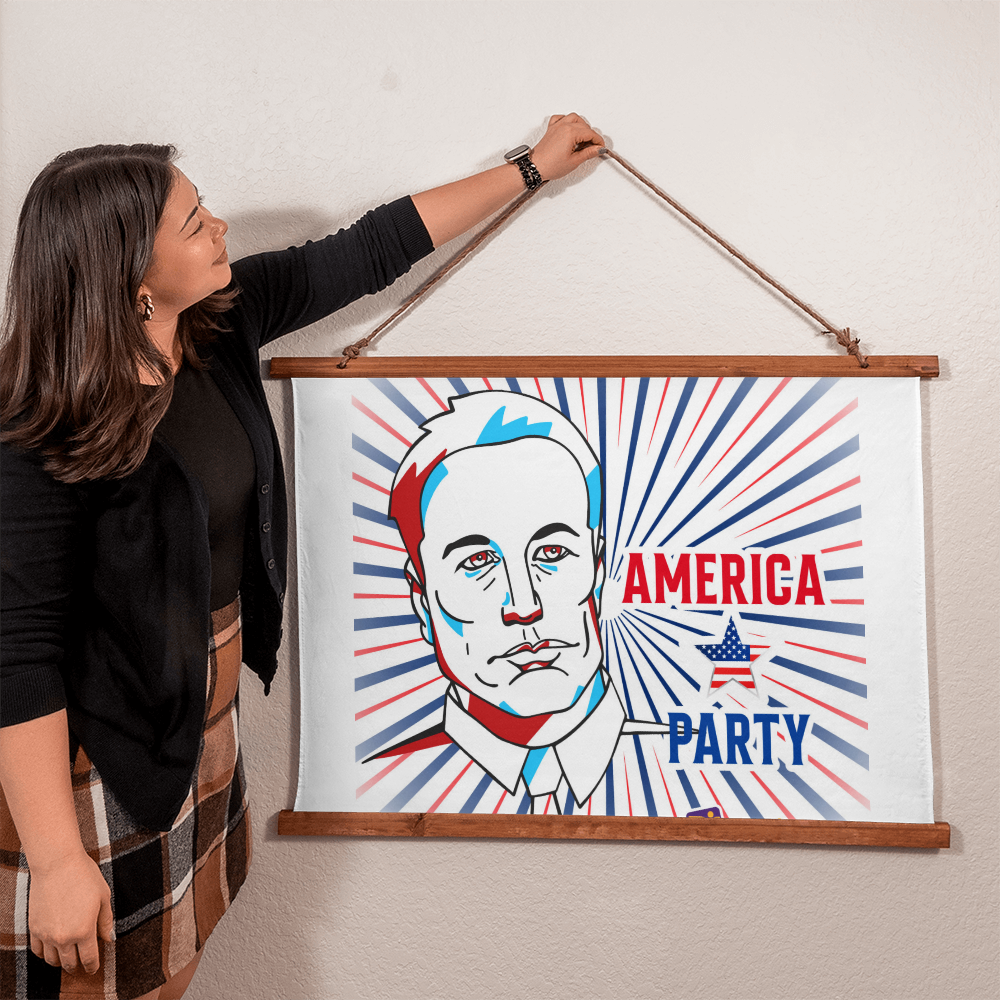 EM America Party Wood Frame Wall Tapestry Gift