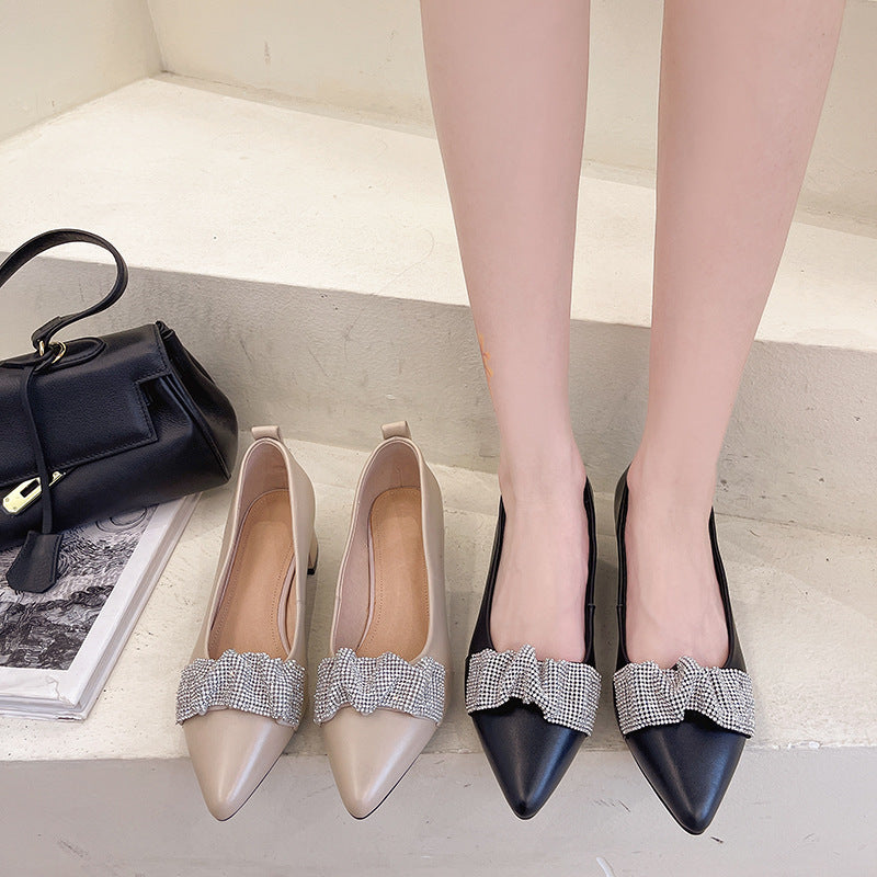 Top Layer Cowhide Pointed Toe Fashion Single Shoes Women