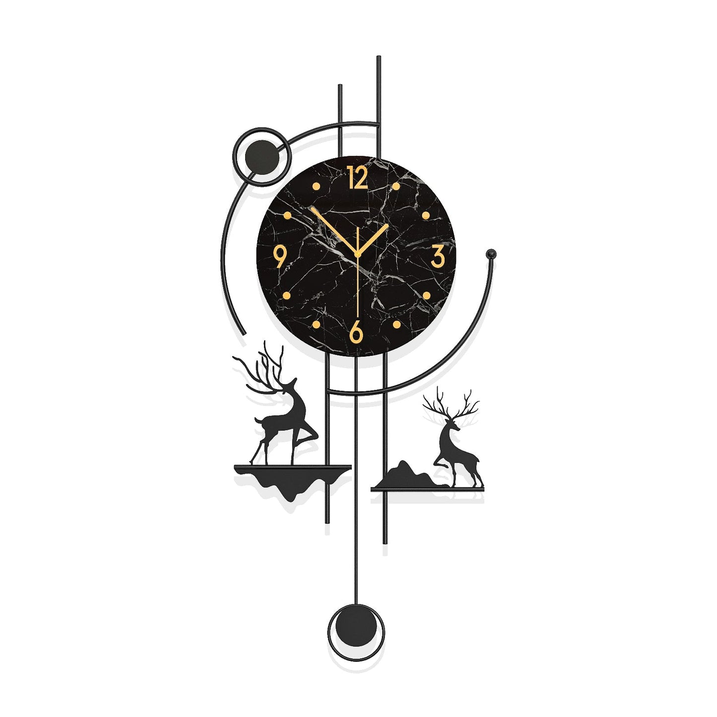 Modern Deer Wall Clock Metal Decorative Living Room Decor