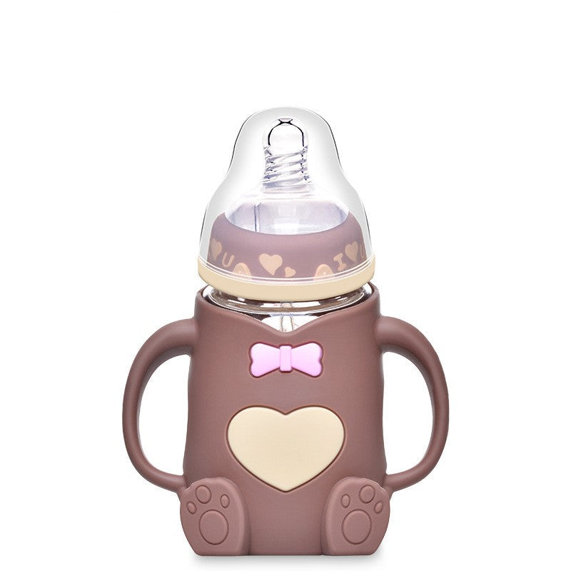 Silicone Glass Baby Bottle with Anti-Drop Design