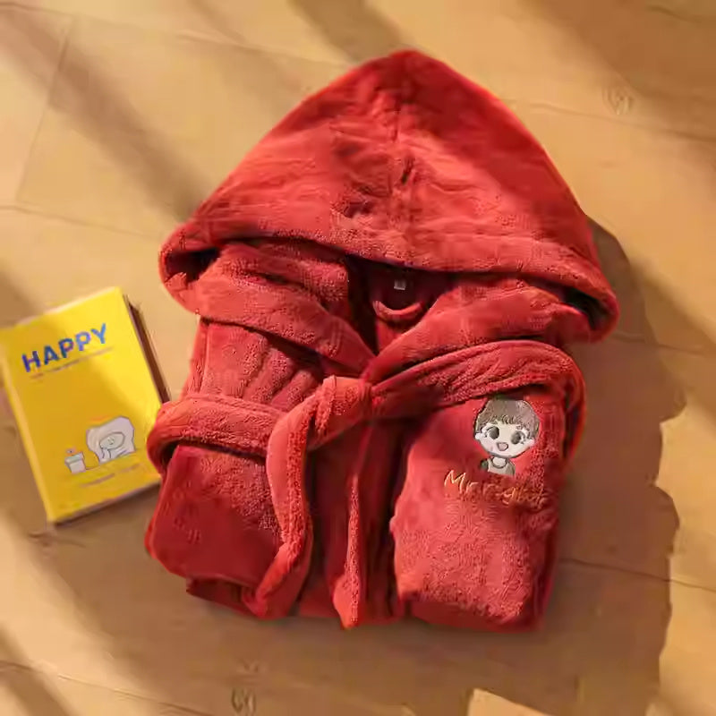 Newlywed Couple Wedding Embroidered Text Water Absorbing Home Bathrobe