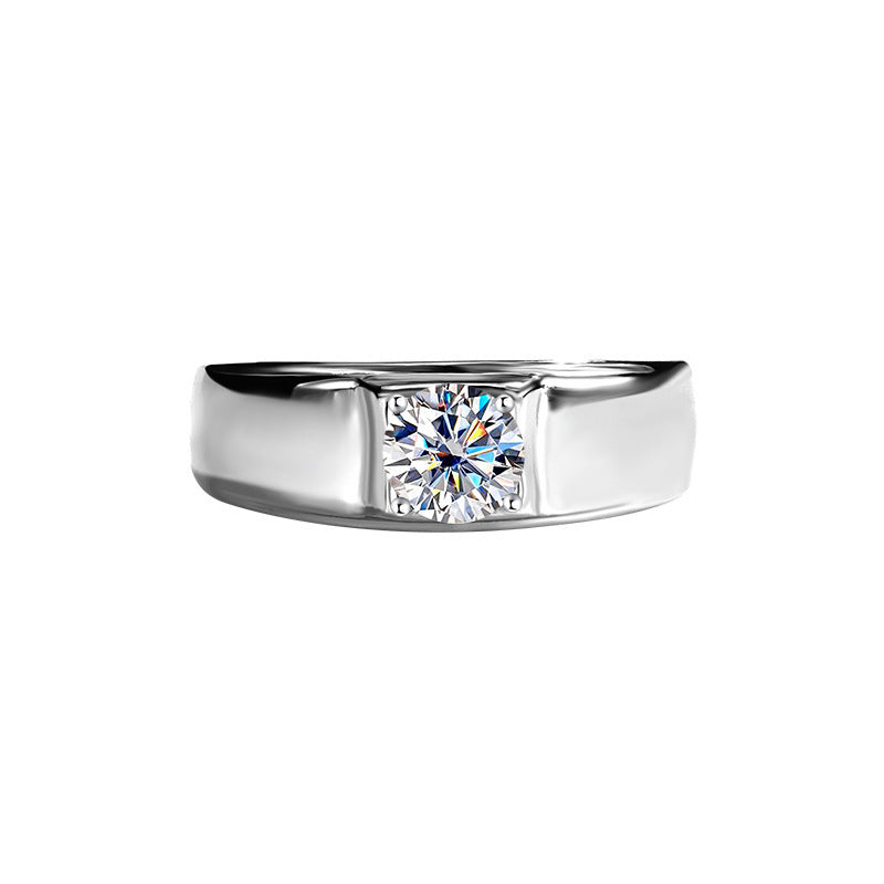 D Color Moissanite Ring Men's Sterling Silver