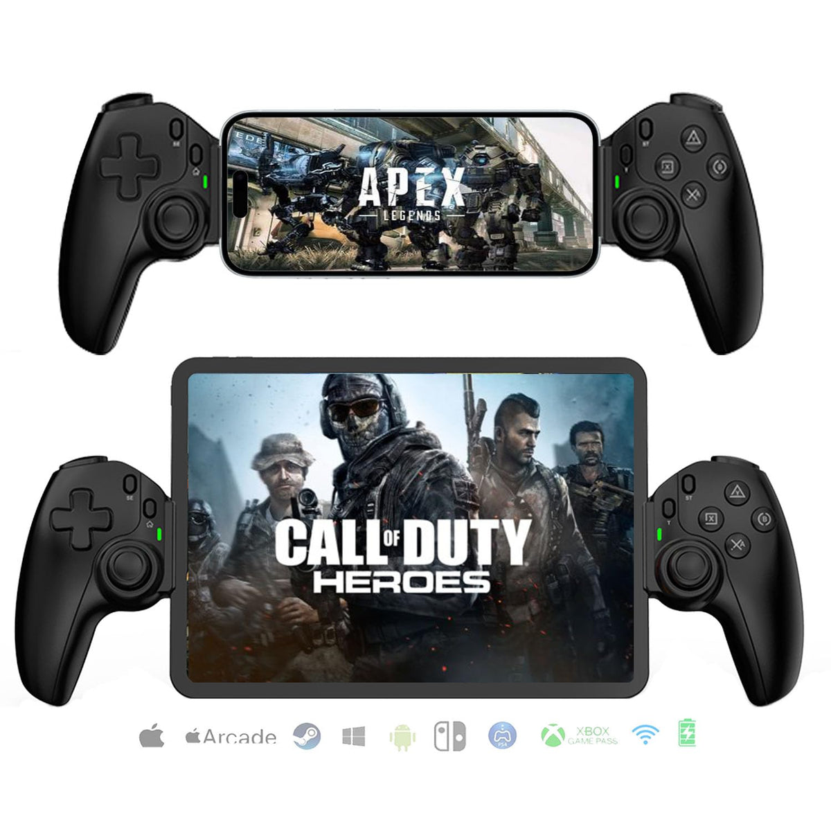 Mobile Cloud Gaming Controller for iPhone 15/14 iPad Tablet Android/PC/Switch/PS3/PS4 Gamepad Joystick with Turbo Streaming on PS5/PS4/Xbox/PC Hall Effect/Hall Trigger 6-Axis Gyro Sensor Black