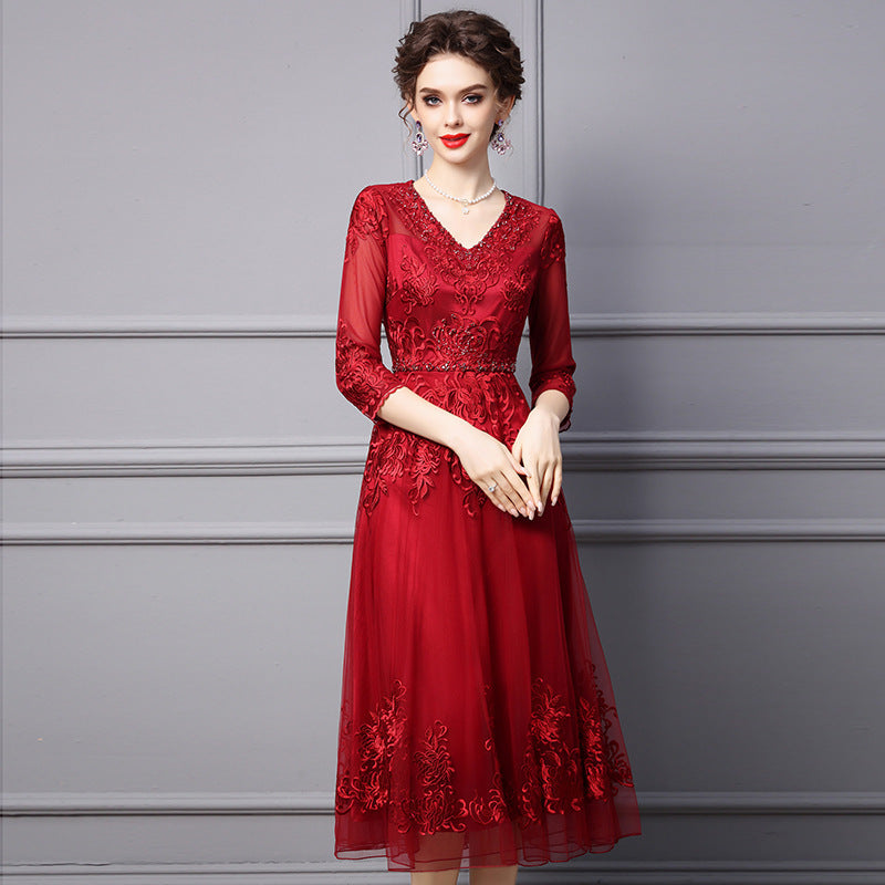 Beaded Embroidered Long Dress Skirt