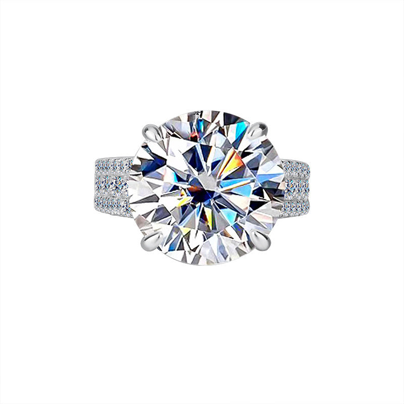 S925 Sterling Silver Bow Big Diamond 10 Karat Moissanite Ring