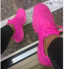 New Thick-soled Fly-woven Mesh Large Size Outdoor Breathable Sneakers