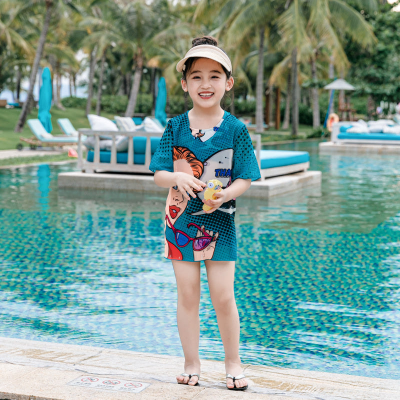 Parent-child Swimsuit Mother And Daughter Split Flat Angle Three-piece Set