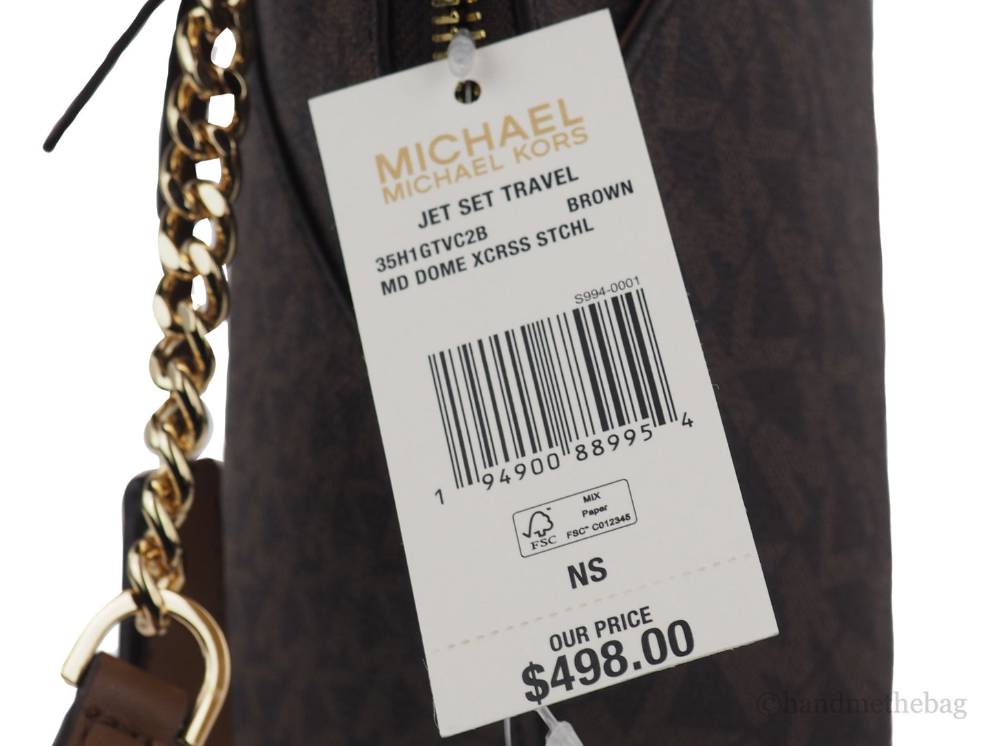 Michael Kors Jet Set Travel Medium Brown Signature PVC Dome X Cross Satchel Bag