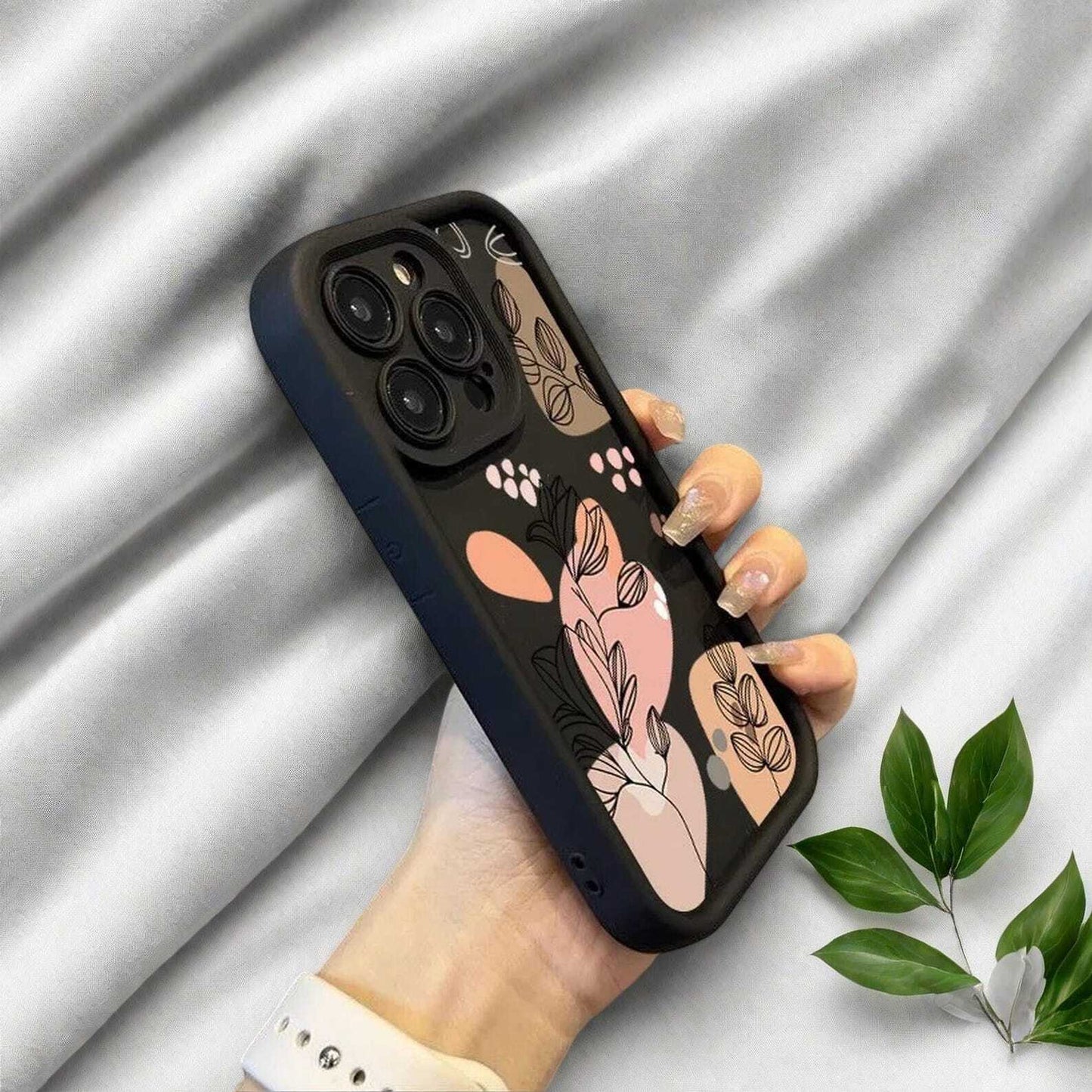 Abstract Plant Flower Design Case for iPhone 16 15 14 13 12 11 Pro Max Plus Soft Pattern Back Cover