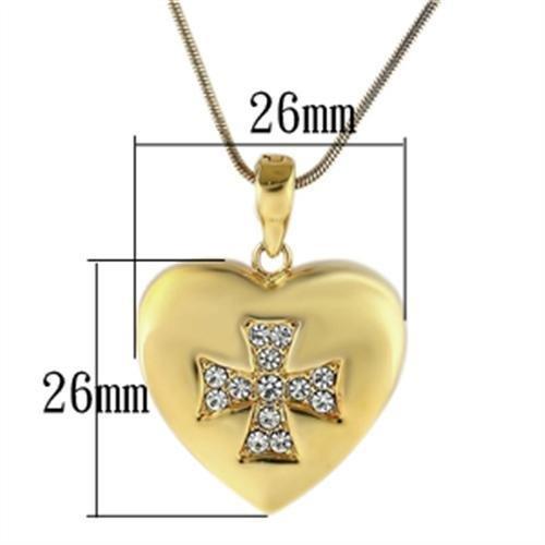 LO1183 - Gold Brass Pendant with Top Grade Crystal in Clear