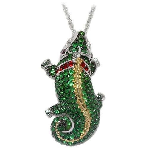 LO1568 - Rhodium+Gold+ Ruthenium Brass Chain Pendant with AAA Grade CZ in Multi Color