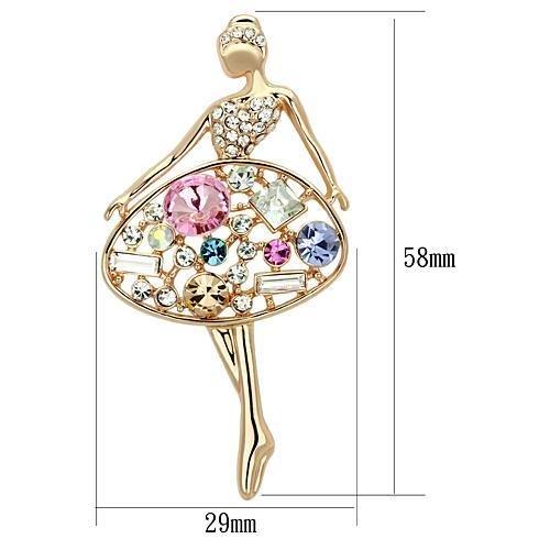 LO2818 - Flash Rose Gold White Metal Brooches with Top Grade Crystal in Multi Color