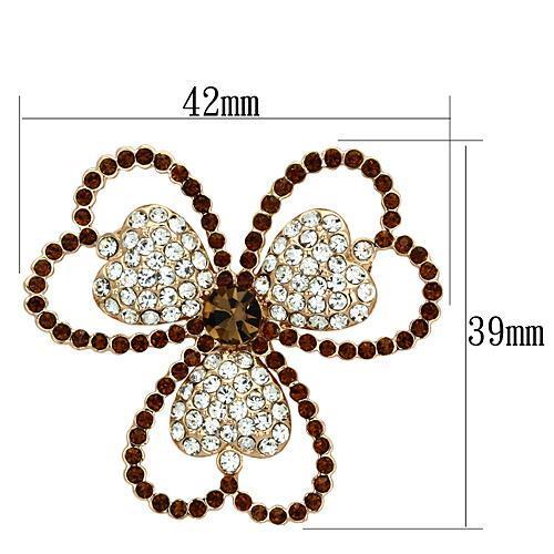 LO2925 - Flash Rose Gold White Metal Brooches with Top Grade Crystal in Smoked Quartz