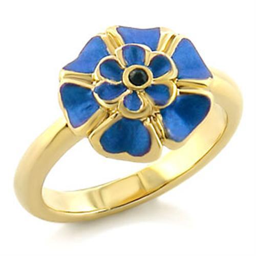 LO532 - Gold White Metal Ring with Top Grade Crystal in Emerald