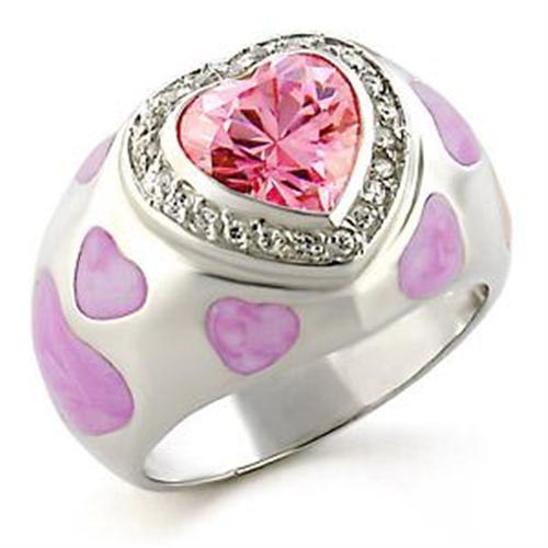 LOA517 - High-Polished 925 Sterling Silver Ring with AAA Grade CZ in Rose