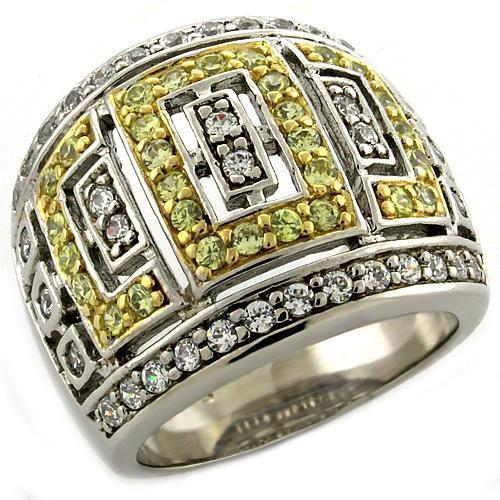 LOAS1043 - Gold+Rhodium 925 Sterling Silver Ring with AAA Grade CZ in Clear