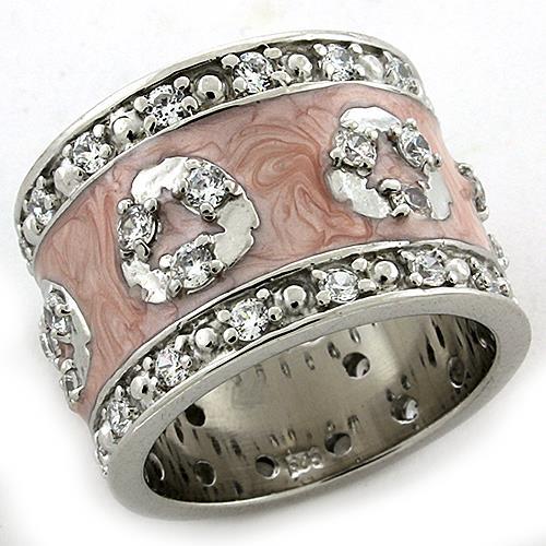 LOAS1181 - Rhodium 925 Sterling Silver Ring with AAA Grade CZ in Clear