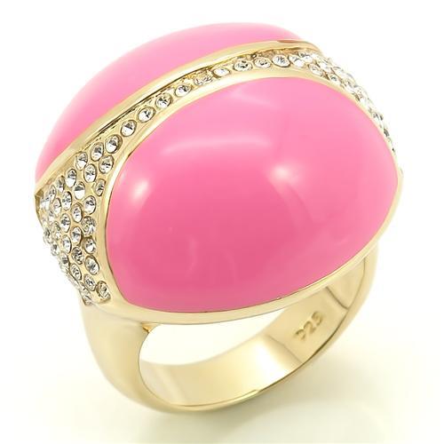 LOS170 - Gold 925 Sterling Silver Ring with Top Grade Crystal in Clear